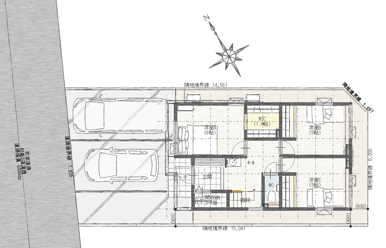 駒ヶ根市Ｄ　建売住宅　2,657万円 見取り図：建物配置図