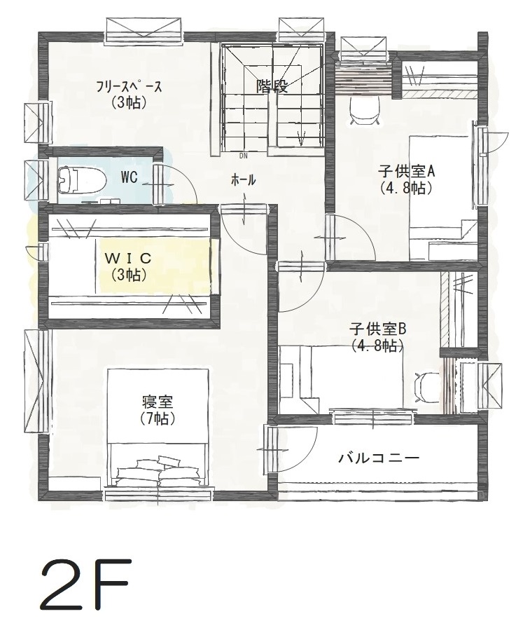 松山市清住Ａ　建売住宅　3,350万円 見取り図：２階