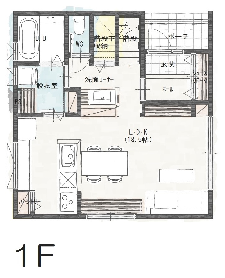 松山市清住Ａ　建売住宅　3,350万円 見取り図：１階