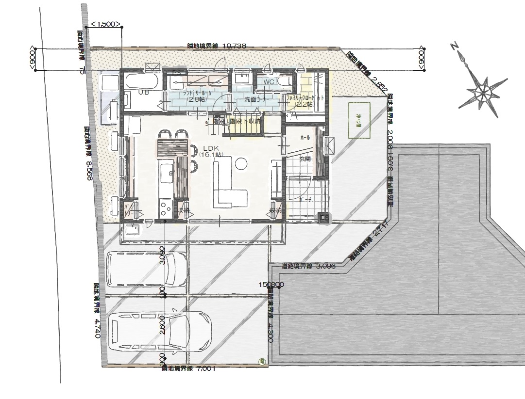 松山市東野Ａ　建売住宅　3,600万円 見取り図：建物配置図