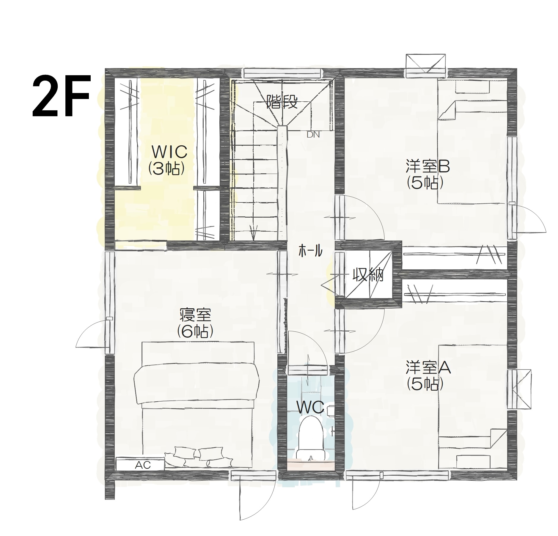 松本市岡田Ｂ　建売住宅　3,690万円 見取り図：２階