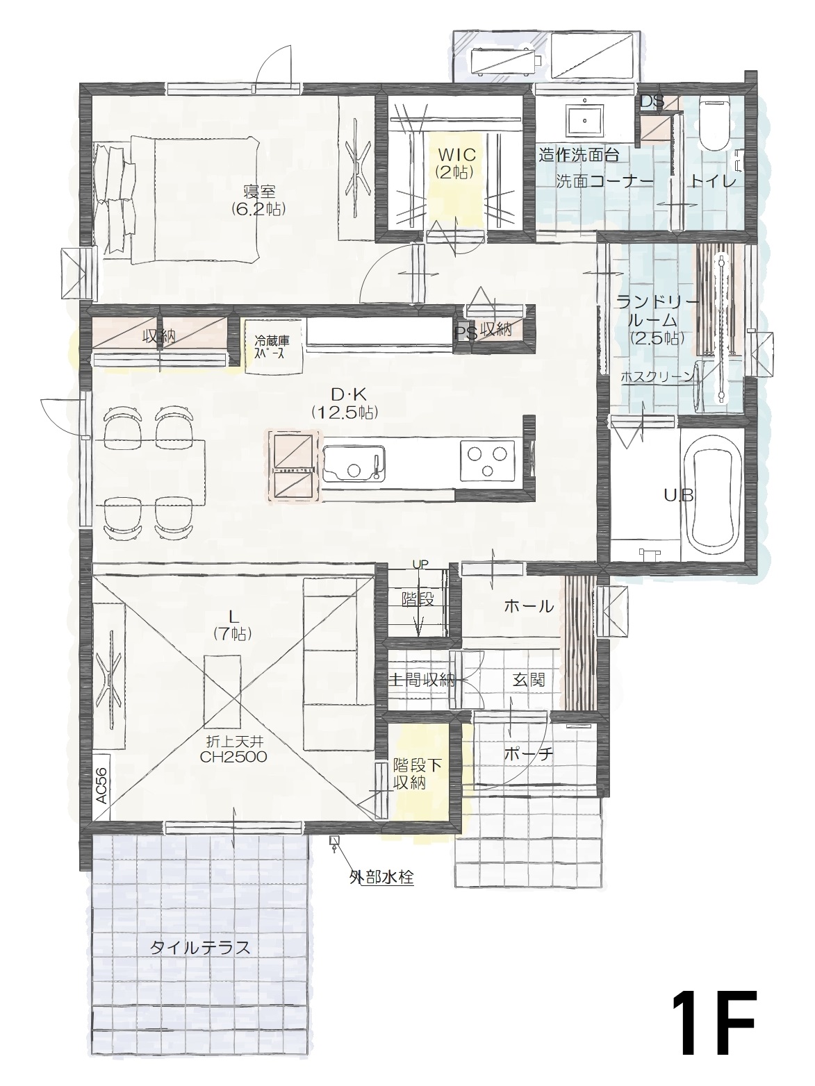 徳島市南庄町Ｃ　建売住宅　4,350万円 見取り図：１階