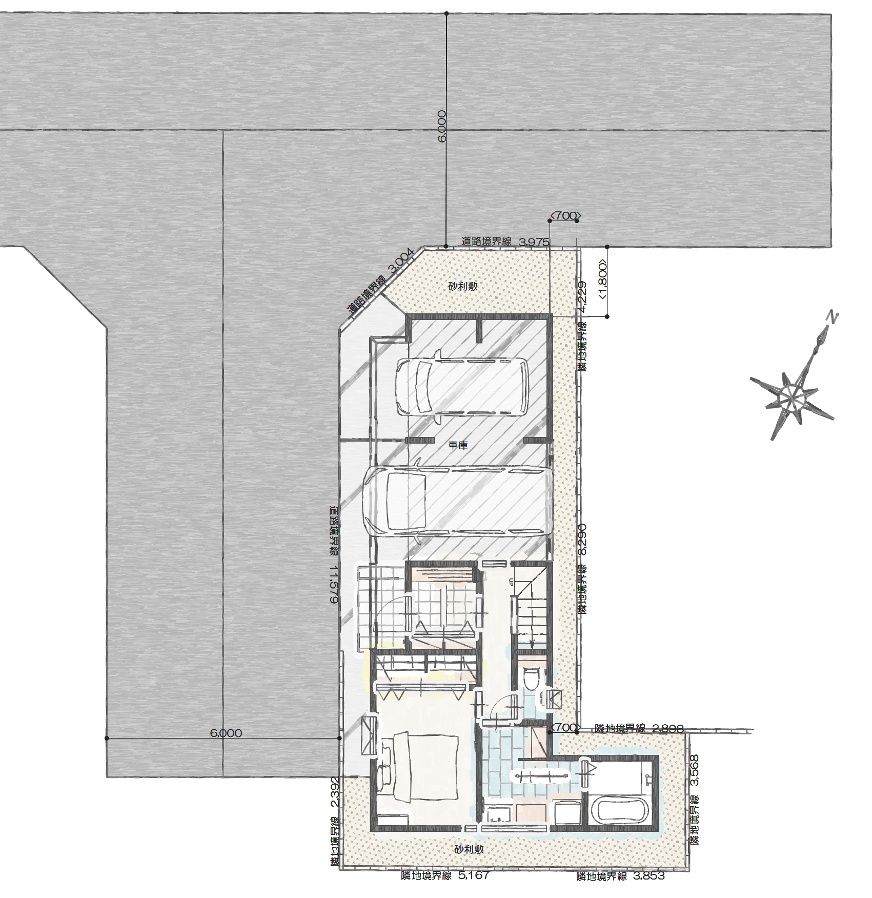 江南区五月町Ｄ　 建売住宅　3,748万円 見取り図：建物配置図