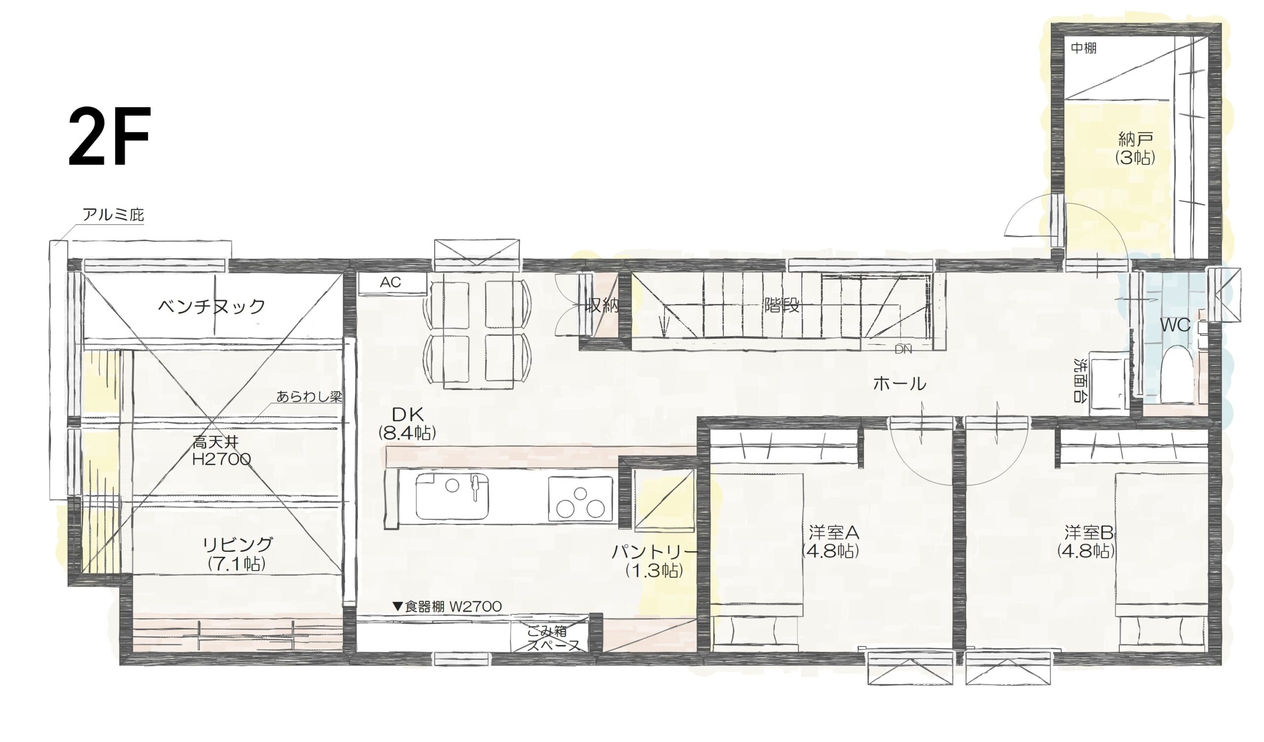江南区五月町Ｄ　 建売住宅　3,748万円 見取り図：２階