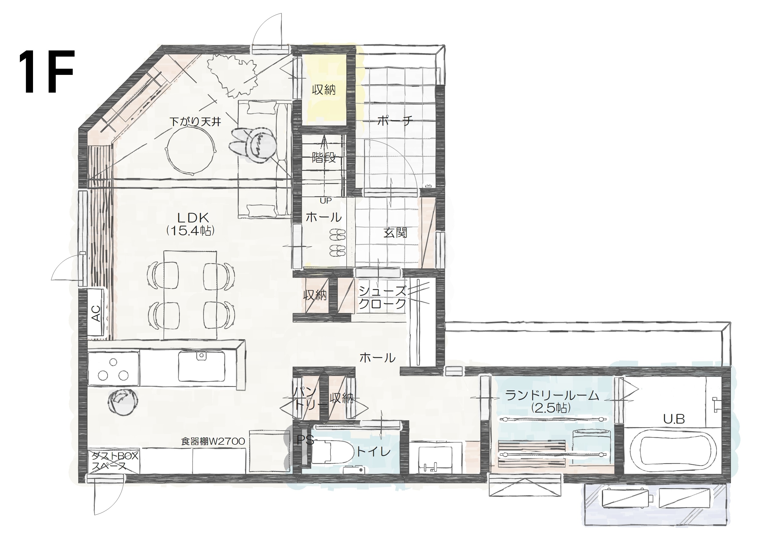 西区小針４丁目Ａ　建売住宅　3,765万円 見取り図：１階