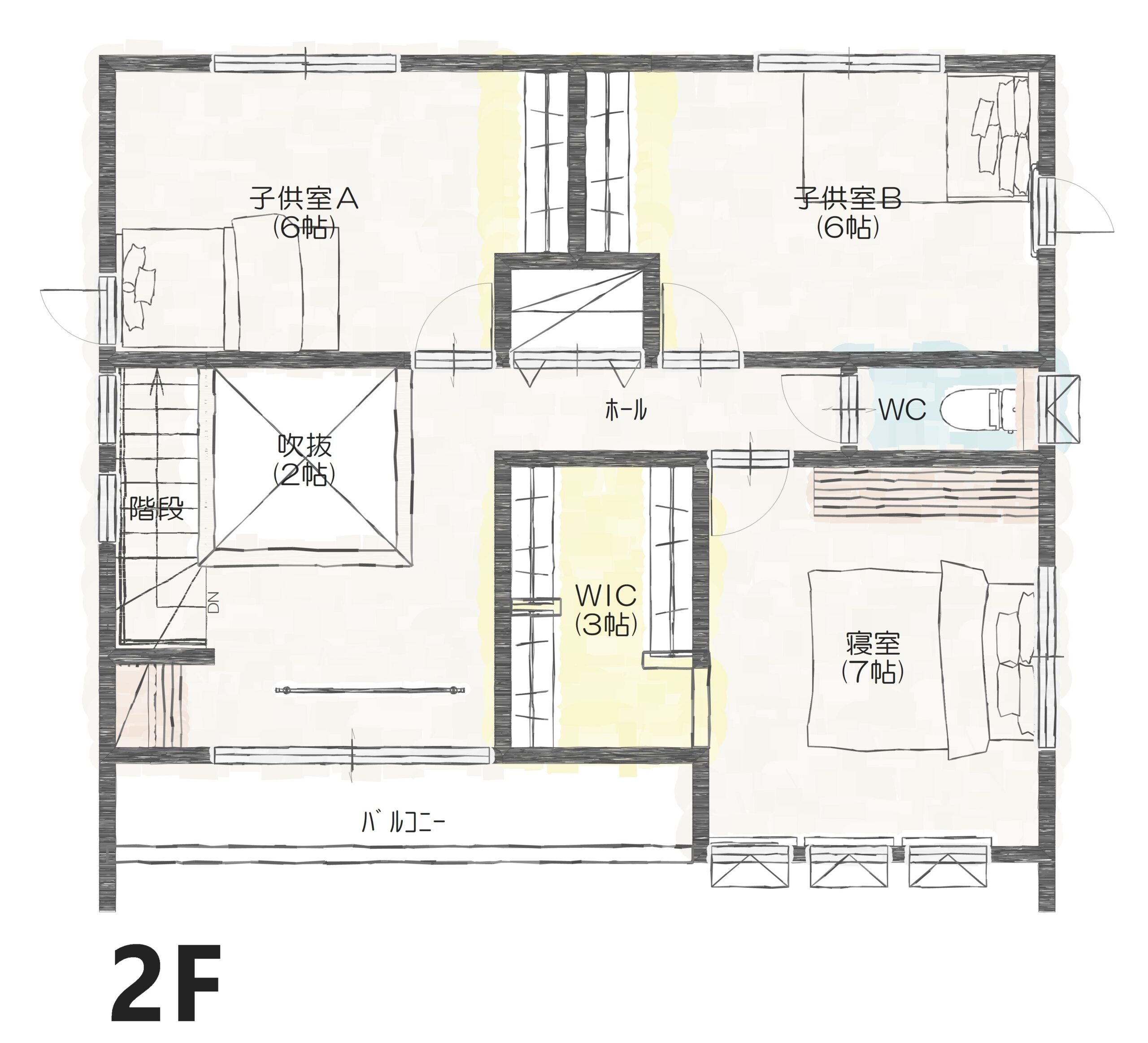 甲府市上町Ｌ　建売住宅　3,558万円 見取り図：２階