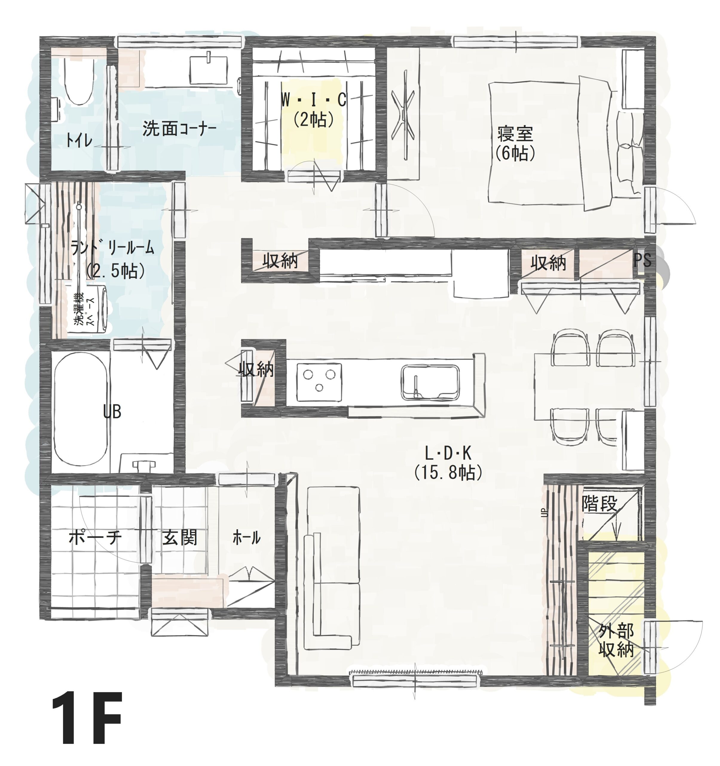 糸魚川市中央Ｂ　建売住宅　3,289万円 見取り図：１階