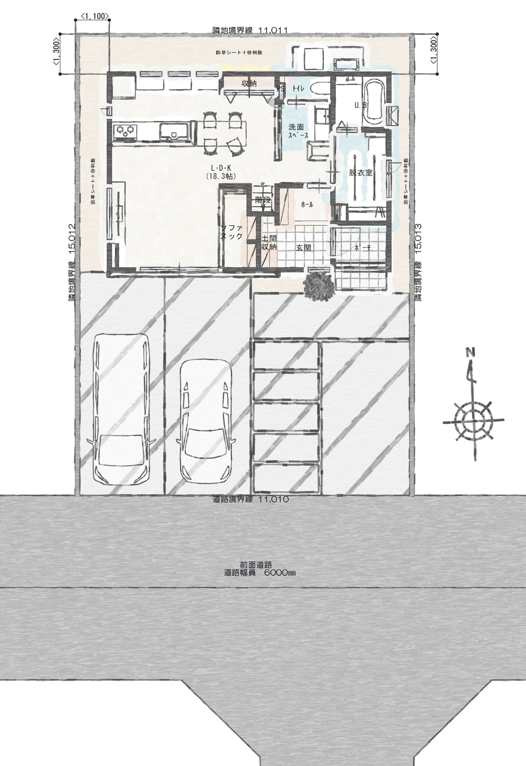 南区戸頭Ａ　建売住宅　3,350万円 見取り図：建物配置図