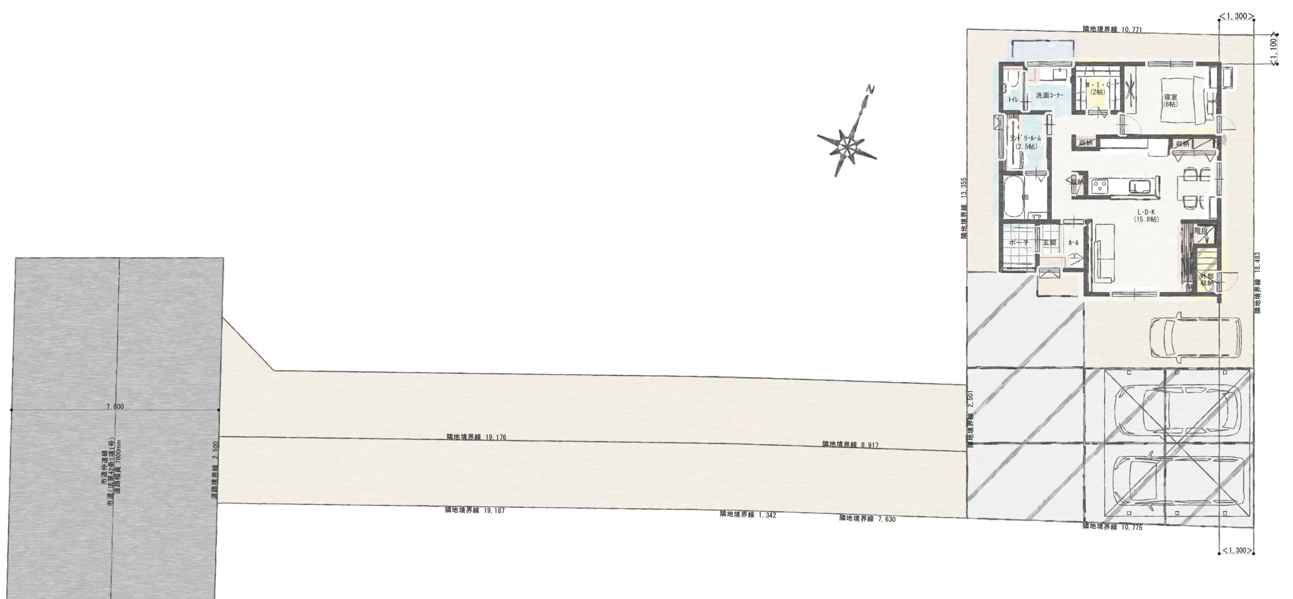 糸魚川市中央Ｂ　建売住宅　3,289万円 見取り図：建物配置図