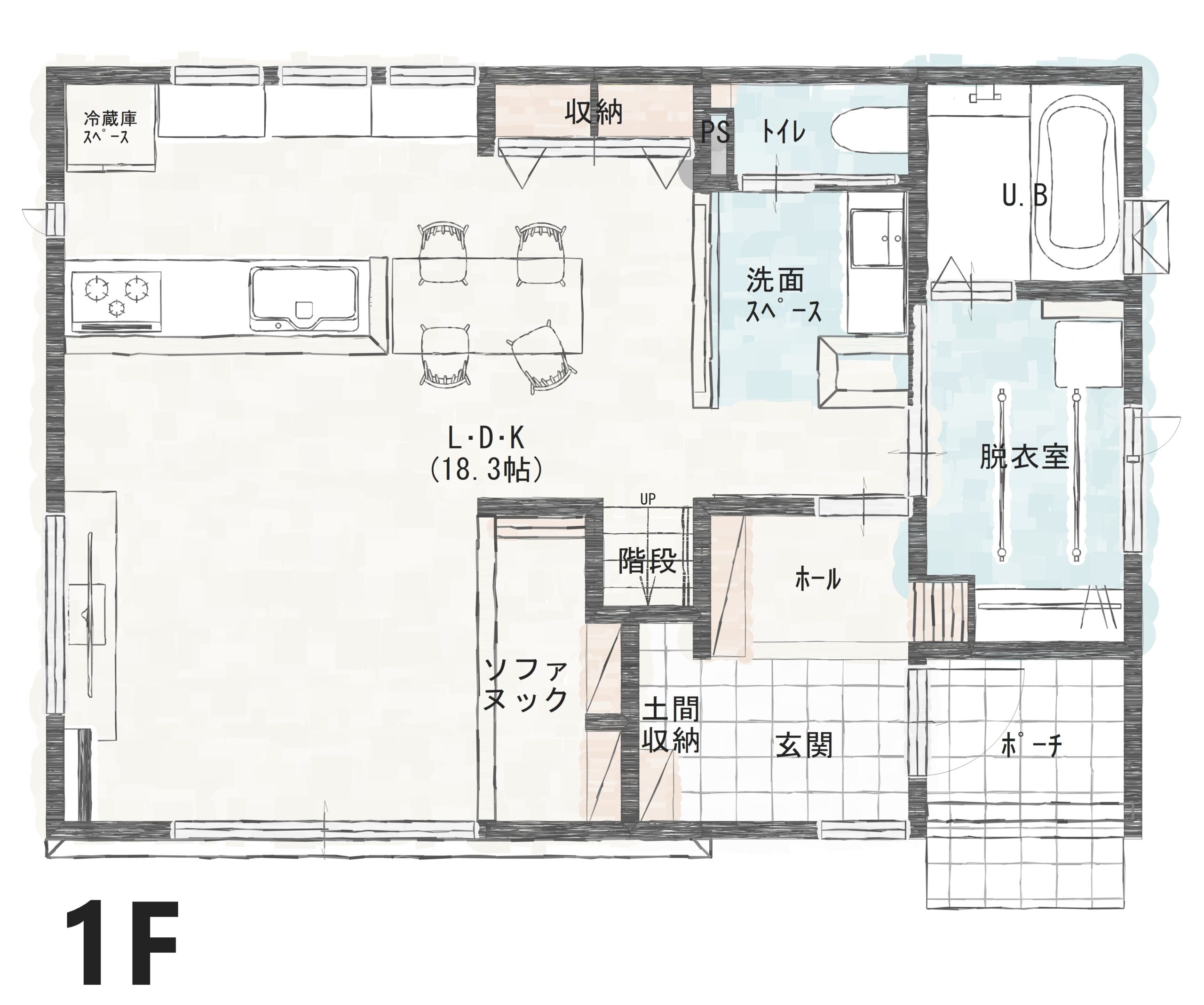 南区戸頭Ａ　建売住宅　3,350万円 見取り図：１階