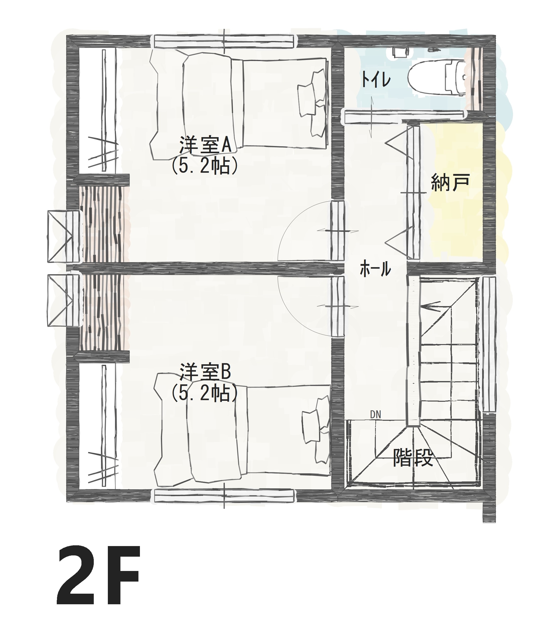 糸魚川市中央Ｂ　建売住宅　3,289万円 見取り図：２階