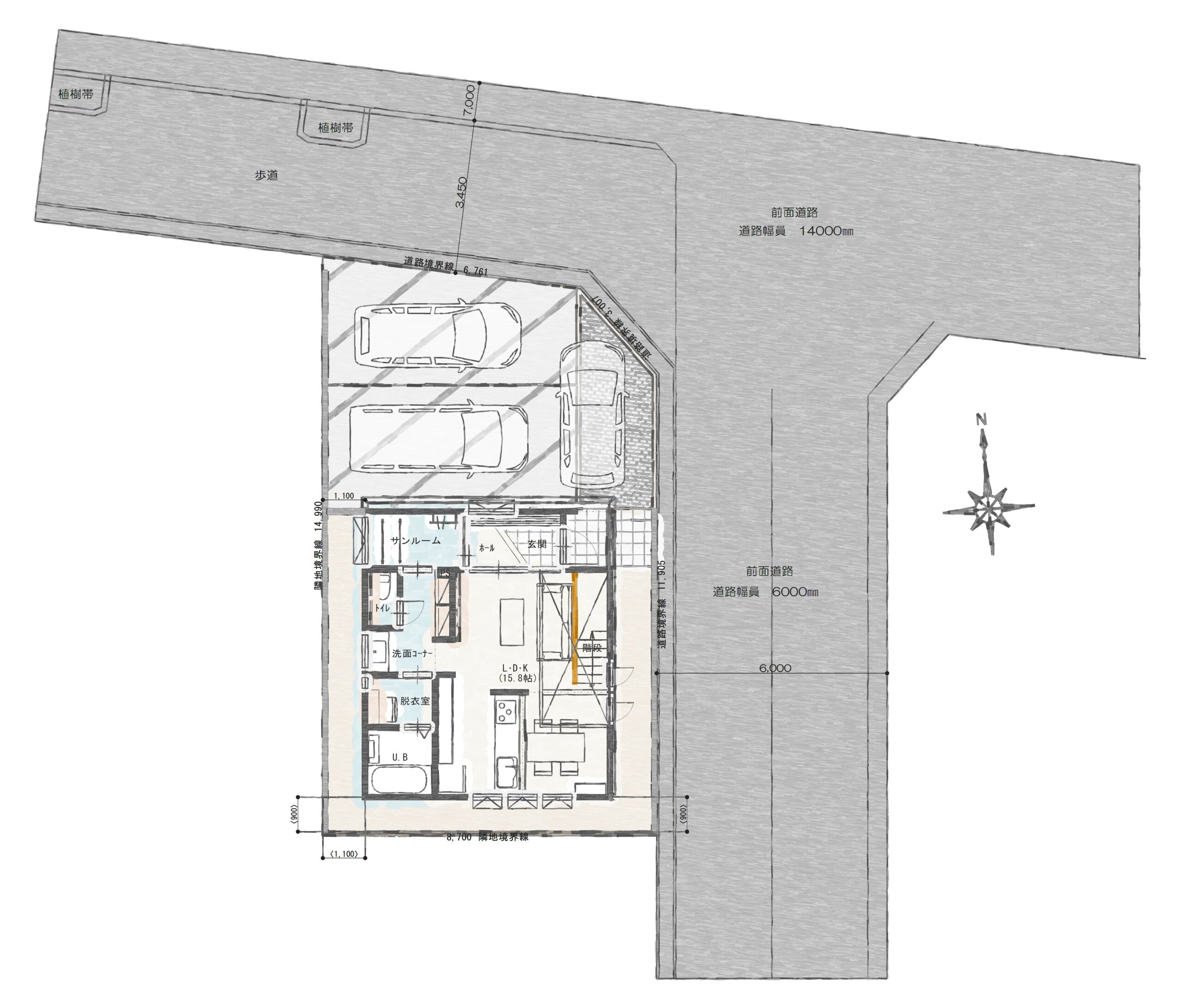 西区ときめき西Ｇ　建売住宅　3,880万円 見取り図：建物配置図