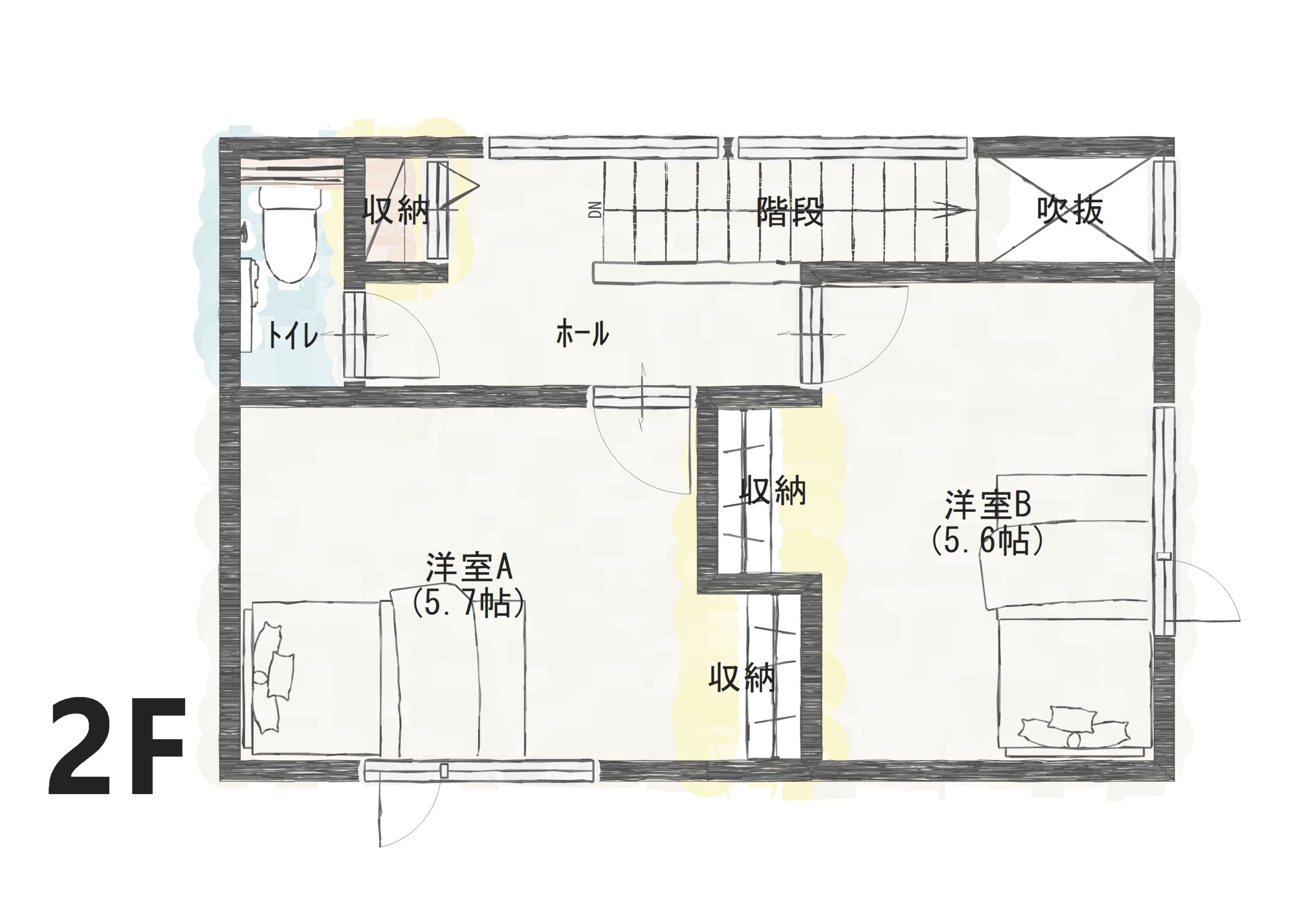 南区田中Ａ　建売住宅　3,800万円 見取り図：２階
