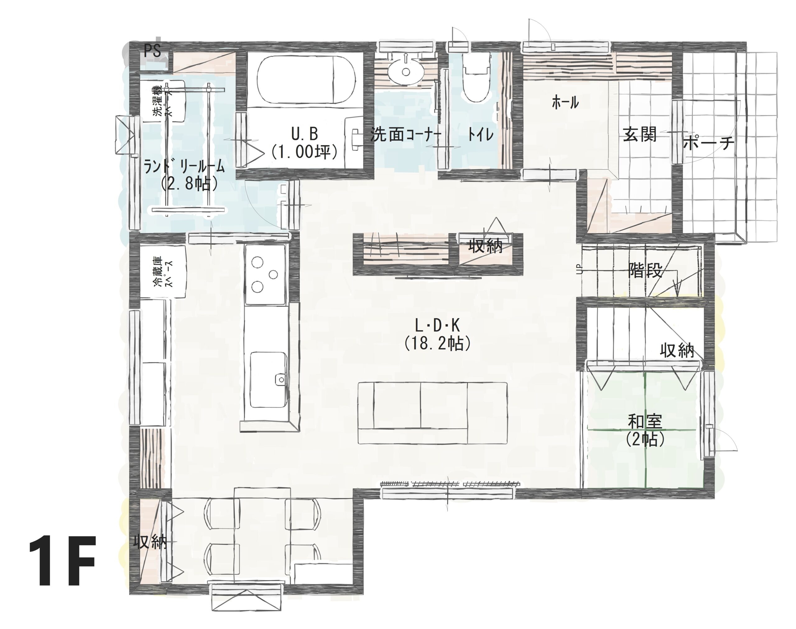 松山市東垣生町Ａ　建売住宅　4,300万円 見取り図：１階