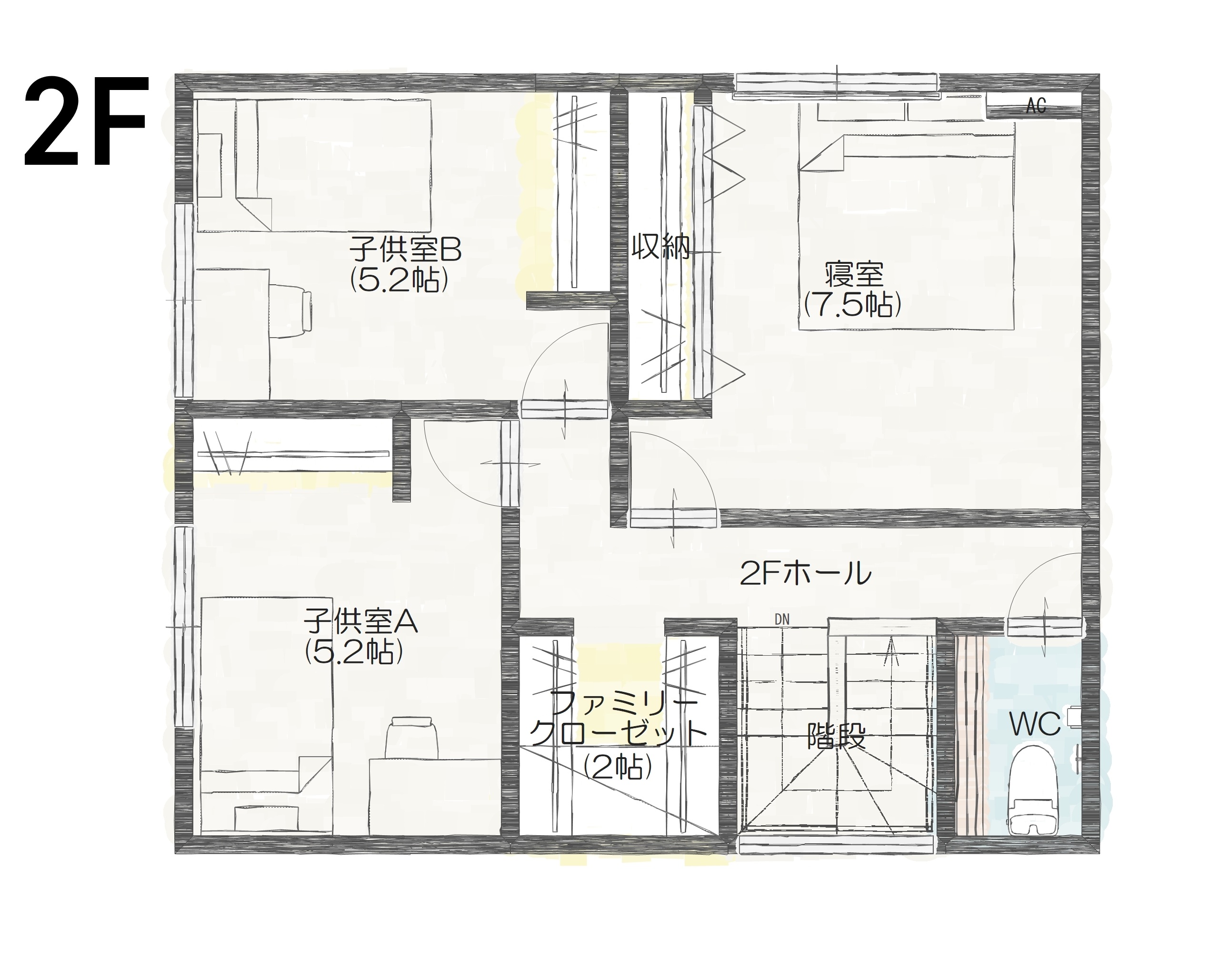 白山市荒屋町Ａ　建売住宅　3,590万円 見取り図：２階
