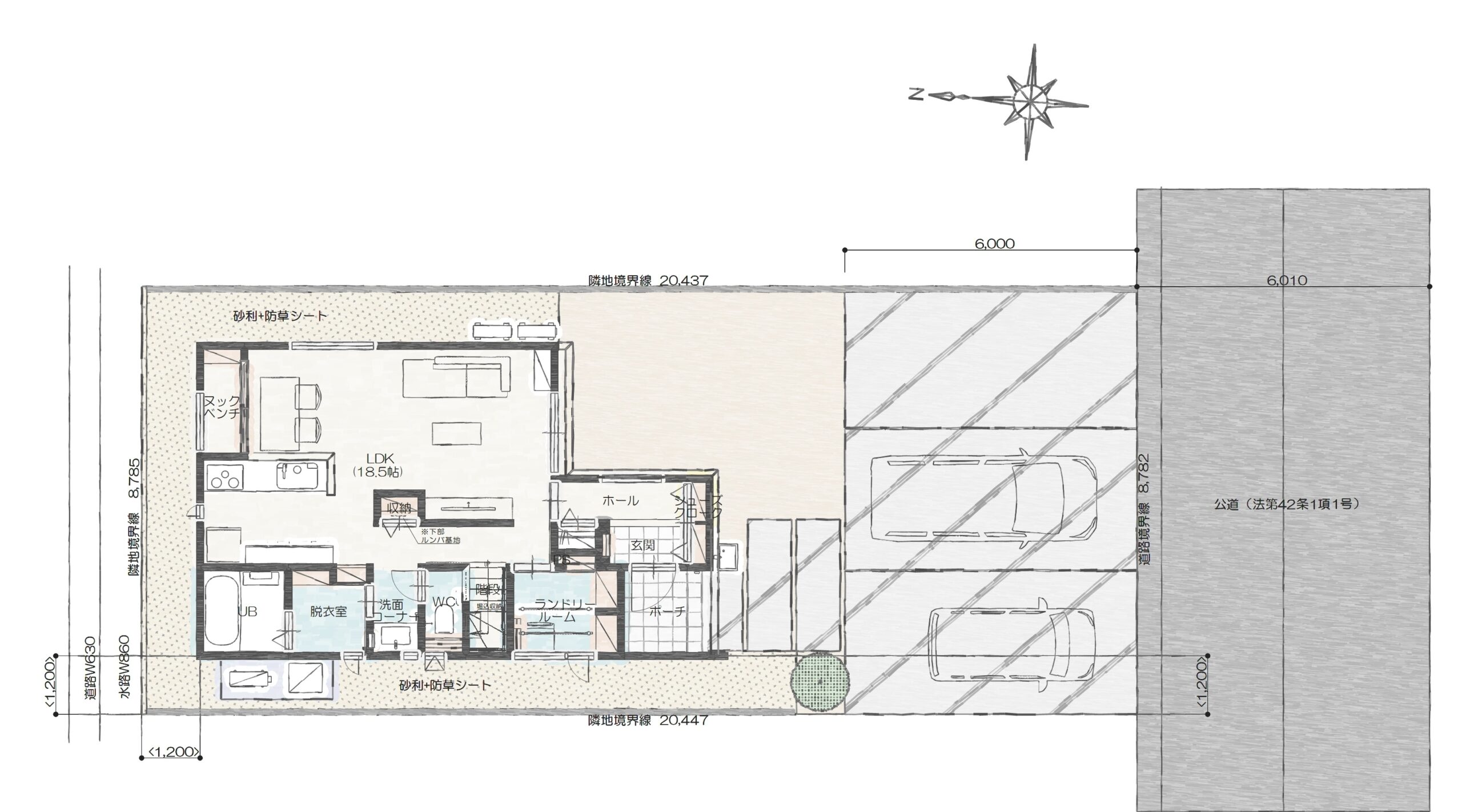 白山市荒屋町Ａ　建売住宅　3,590万円 見取り図：建物配置図