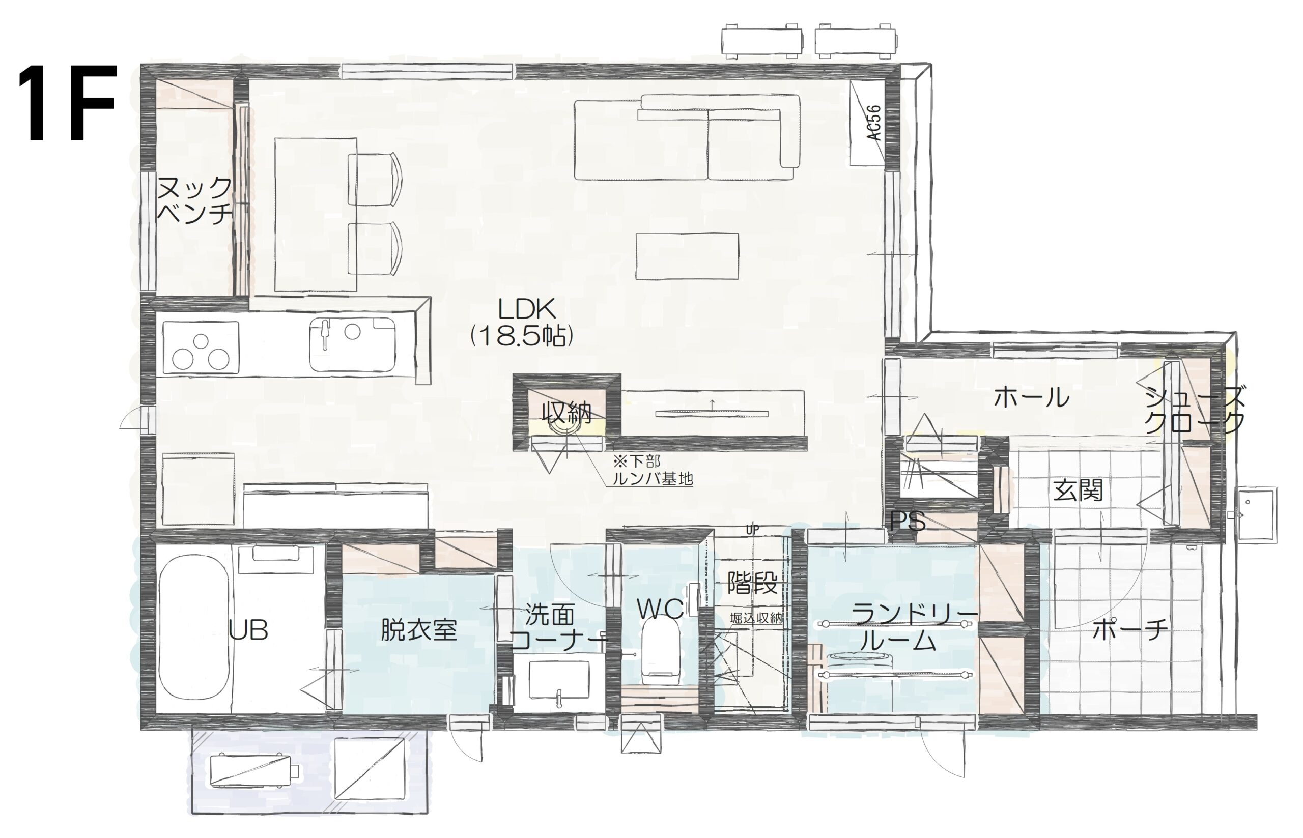 白山市荒屋町Ａ　建売住宅　3,590万円 見取り図：１階