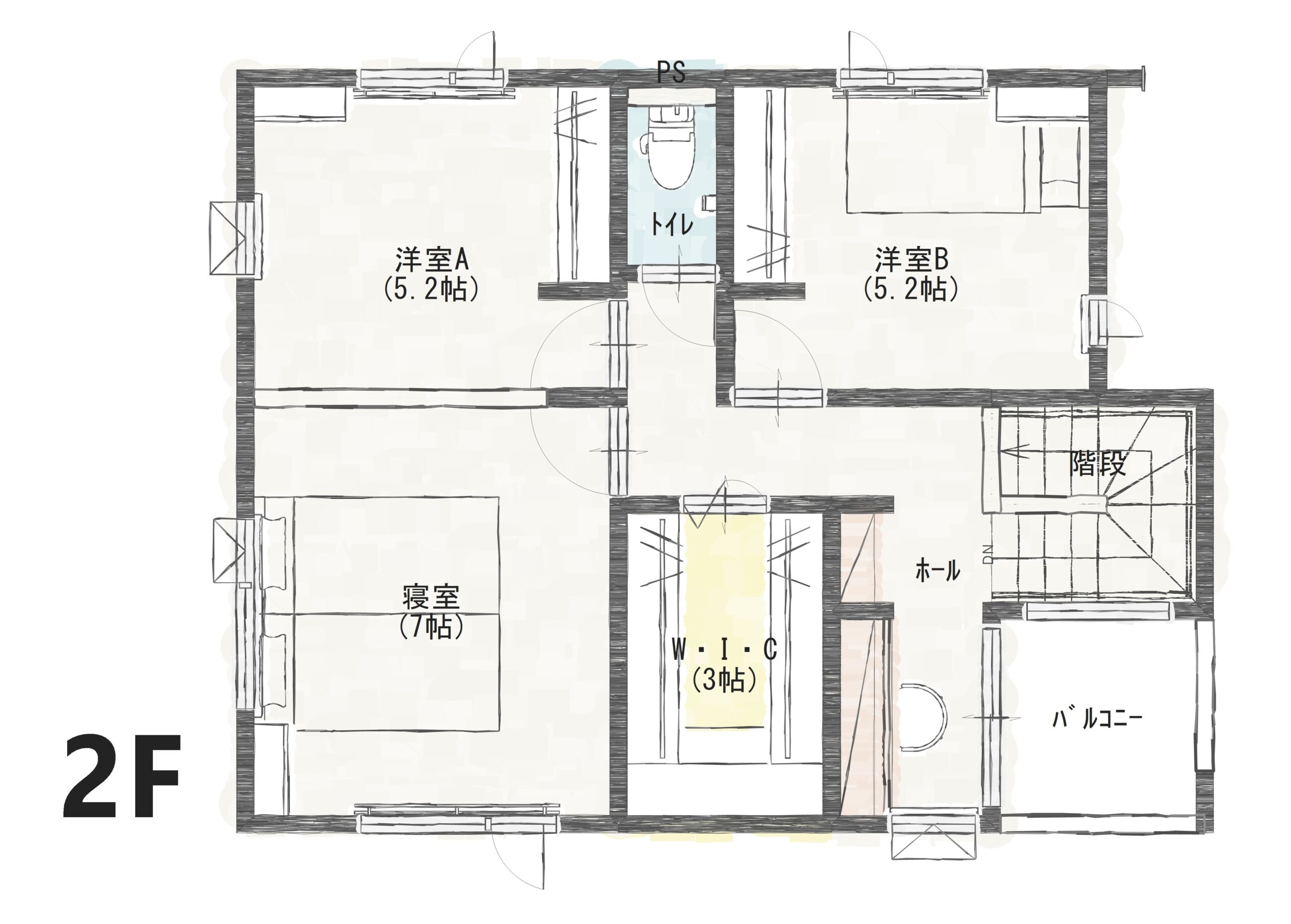 松山市東垣生町Ａ　建売住宅　4,300万円 見取り図：２階