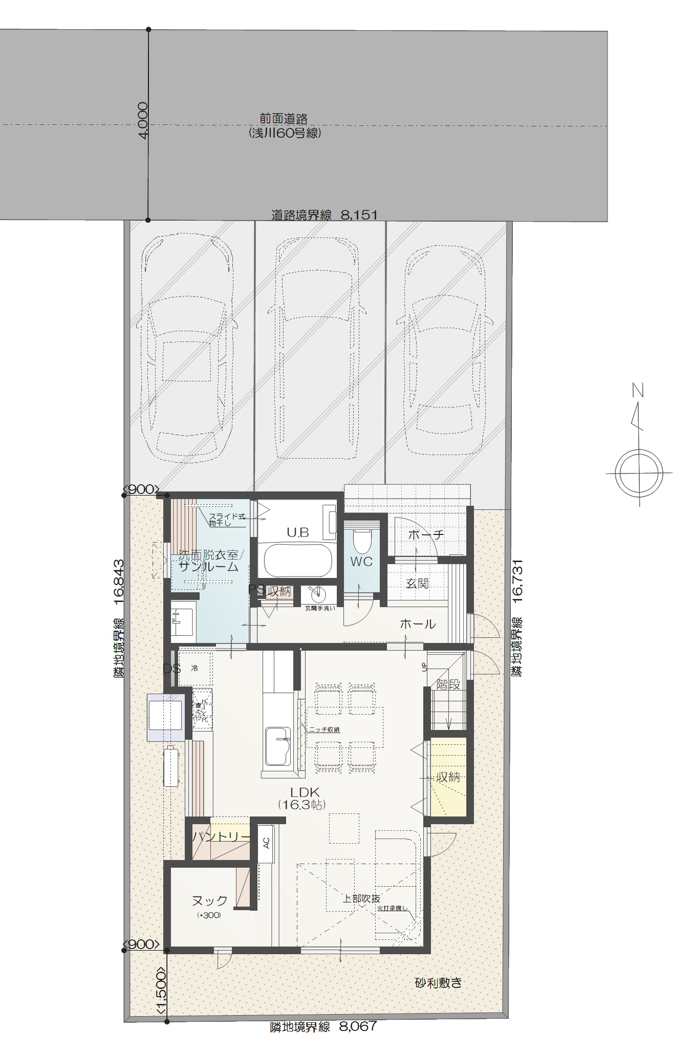 長野市浅川Ａ　建売住宅　3,970万円 見取り図：建物配置図