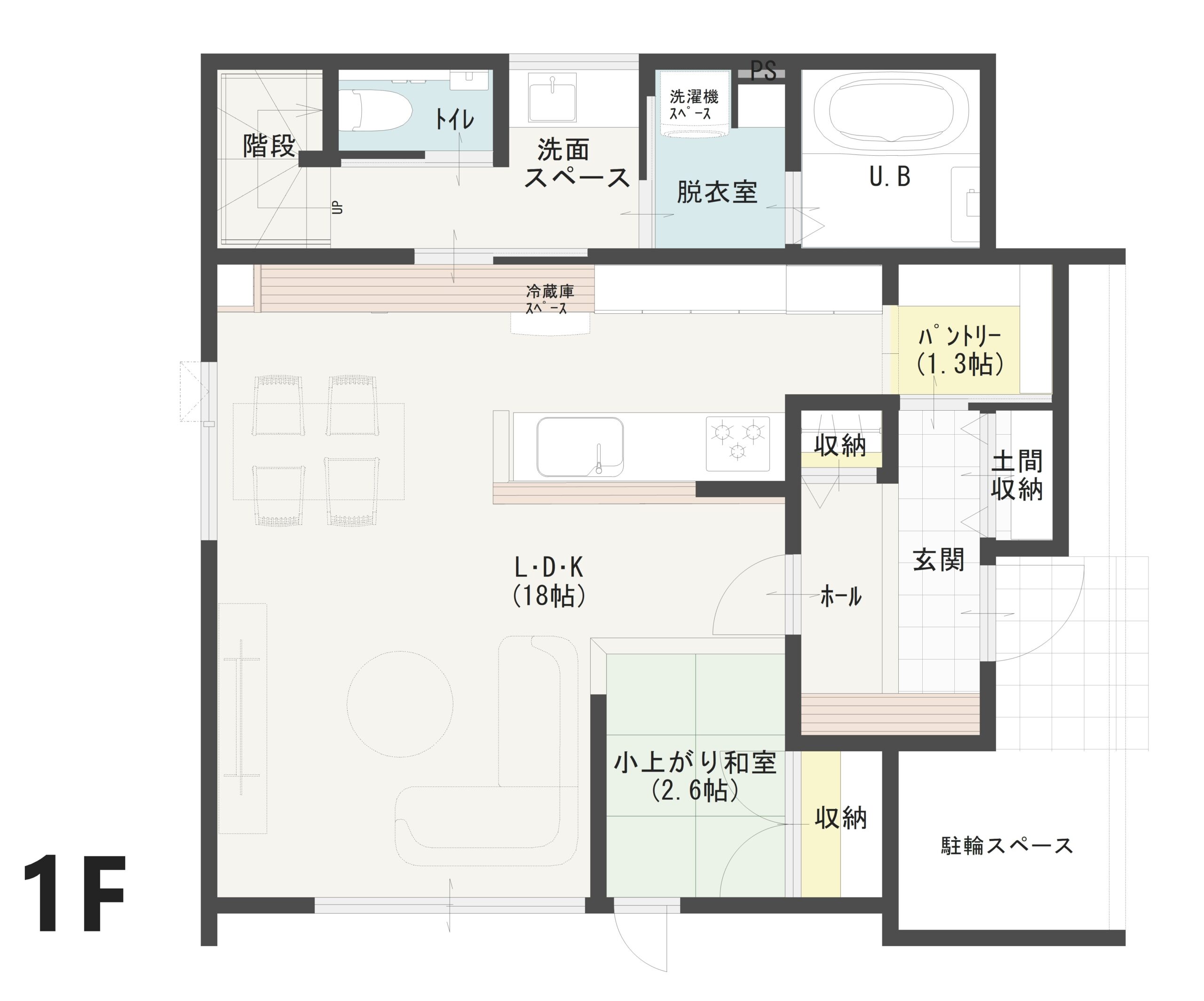 太田市新田木崎町Ａ　建売住宅　3,560万円 見取り図：１階