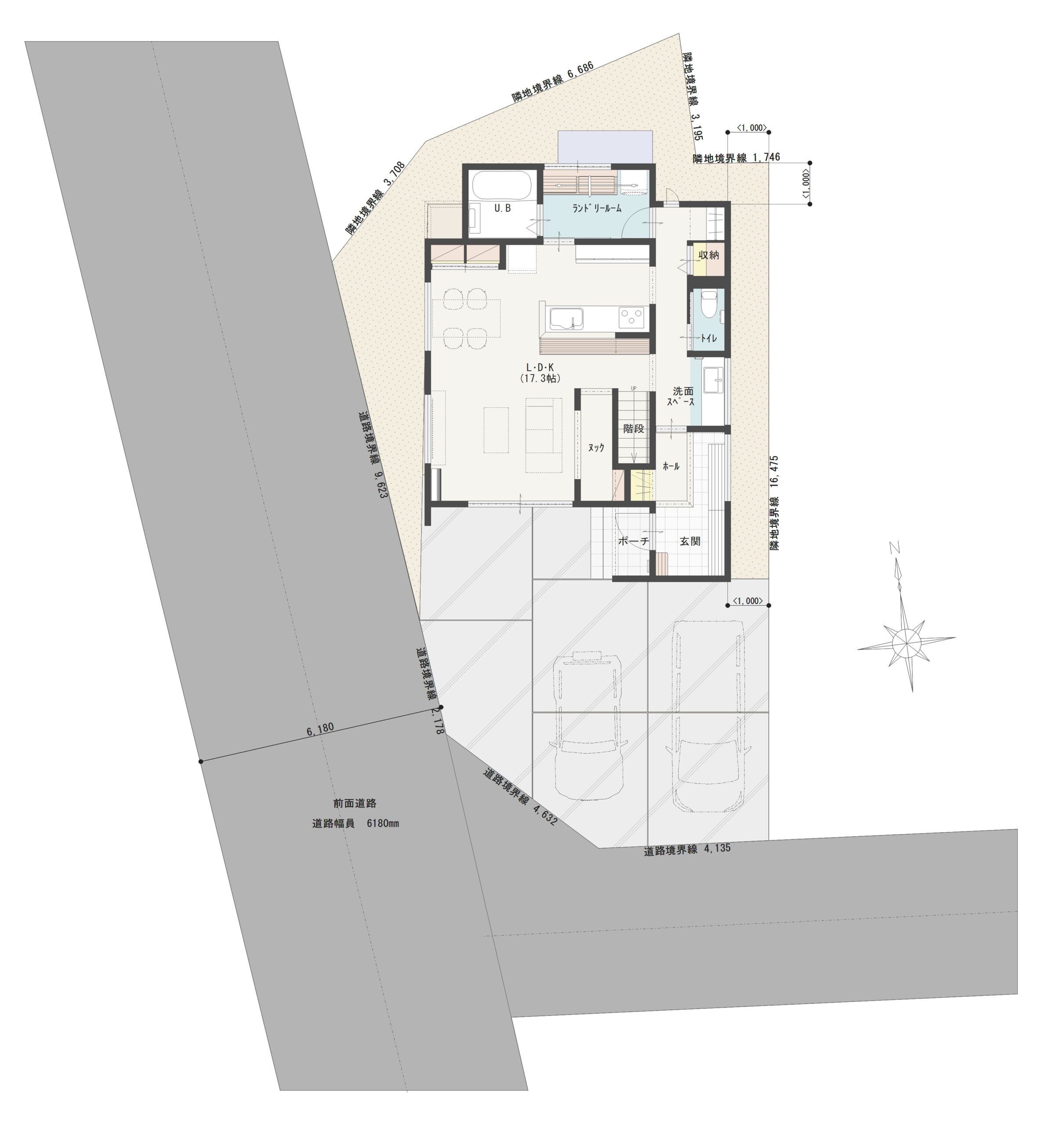 高松市太田上町Ｂ　建売住宅　4,298万円 見取り図：建物配置図