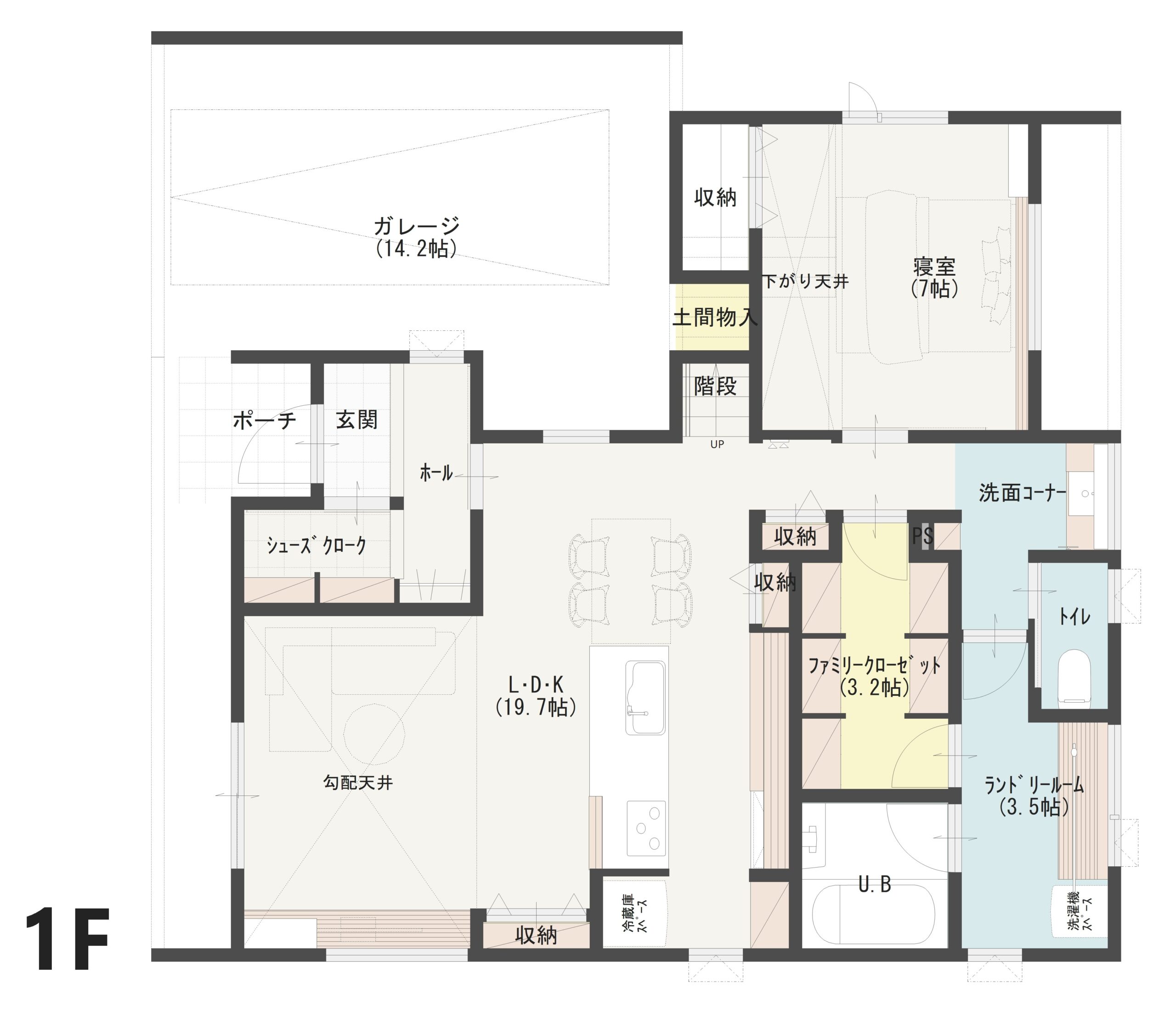 上越市大豆Ａ　建売住宅　4,412万円 見取り図：１階