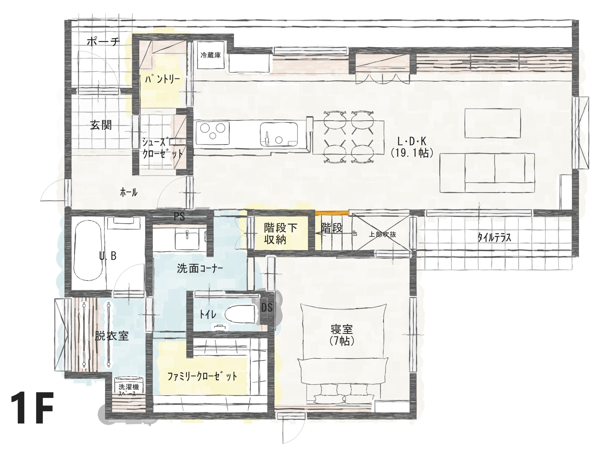 南区田中Ａ　建売住宅　3,800万円 見取り図：１階