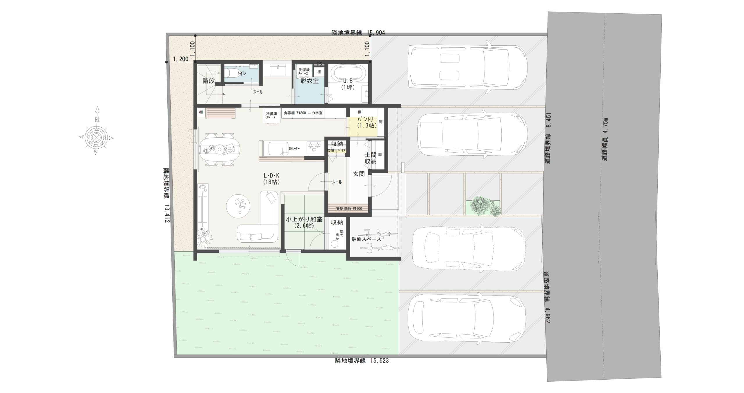 太田市新田木崎町Ａ　建売住宅　3,560万円 見取り図：建物配置図