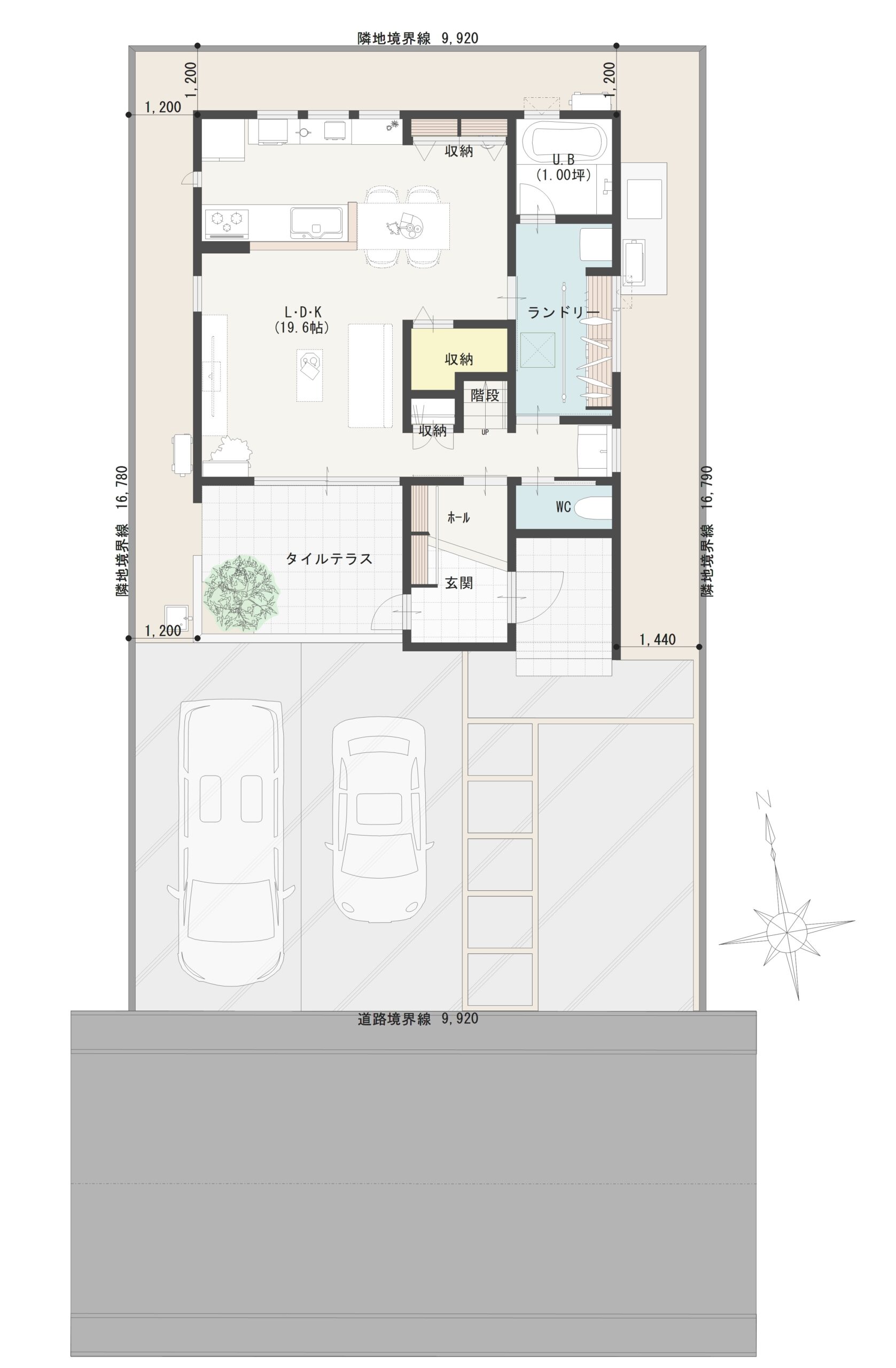 西蒲区巻Ｂ　建売住宅　3,280万円 見取り図：建物配置図