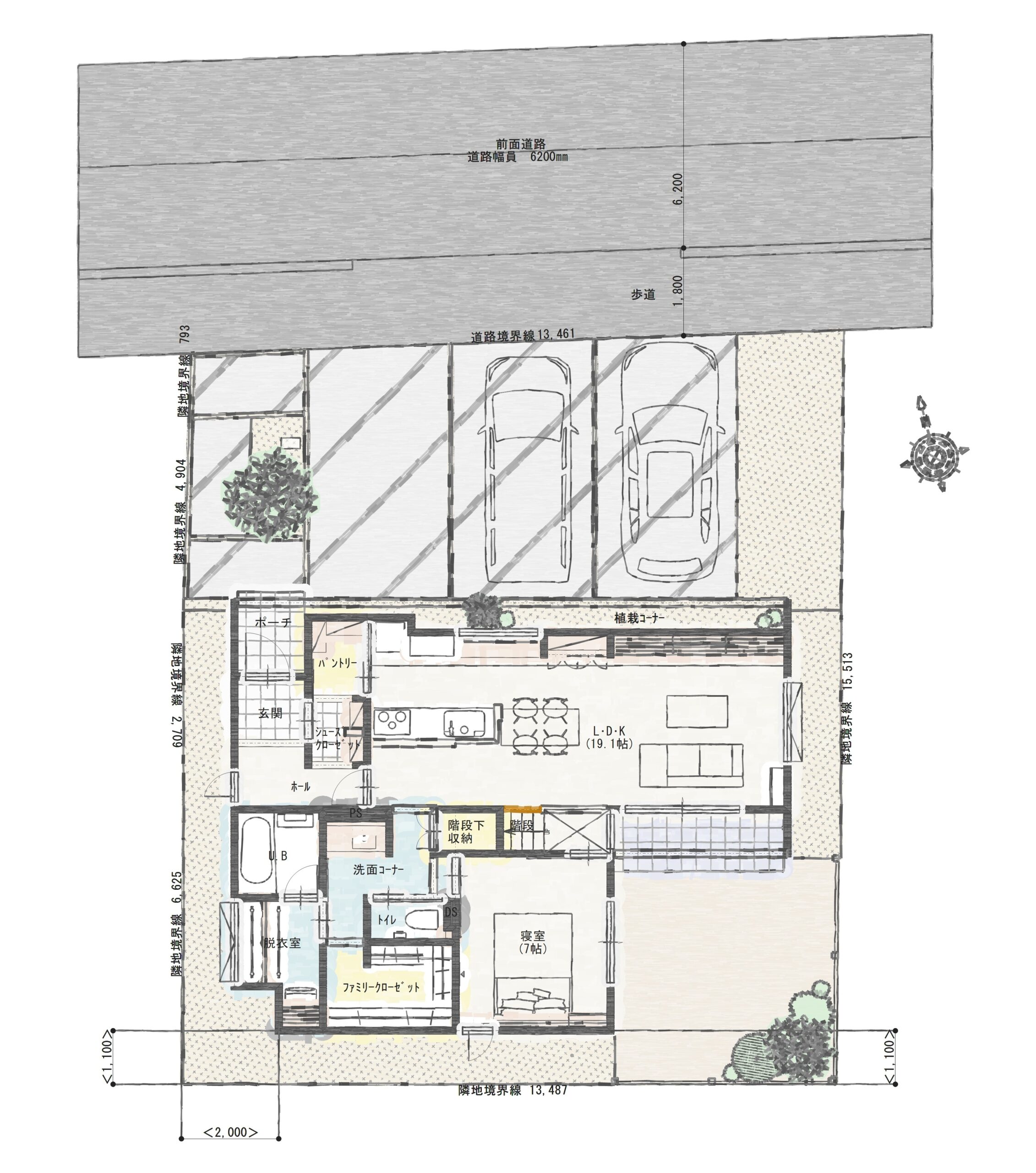 南区田中Ａ　建売住宅　3,800万円 見取り図：建物配置図