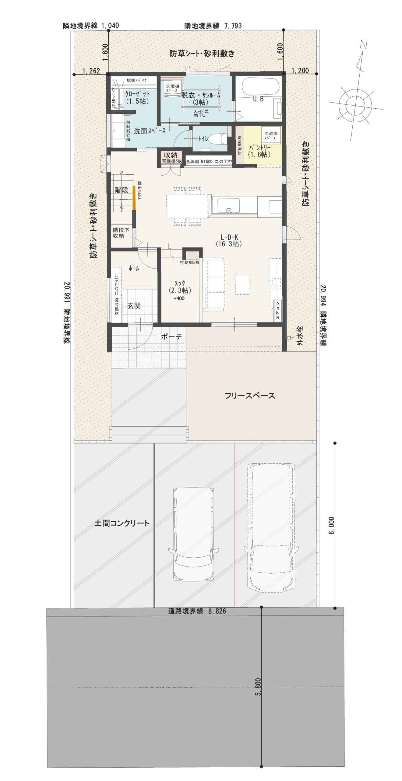 福井市開発Ｂ　建売住宅　3,970万円 見取り図：建物配置図