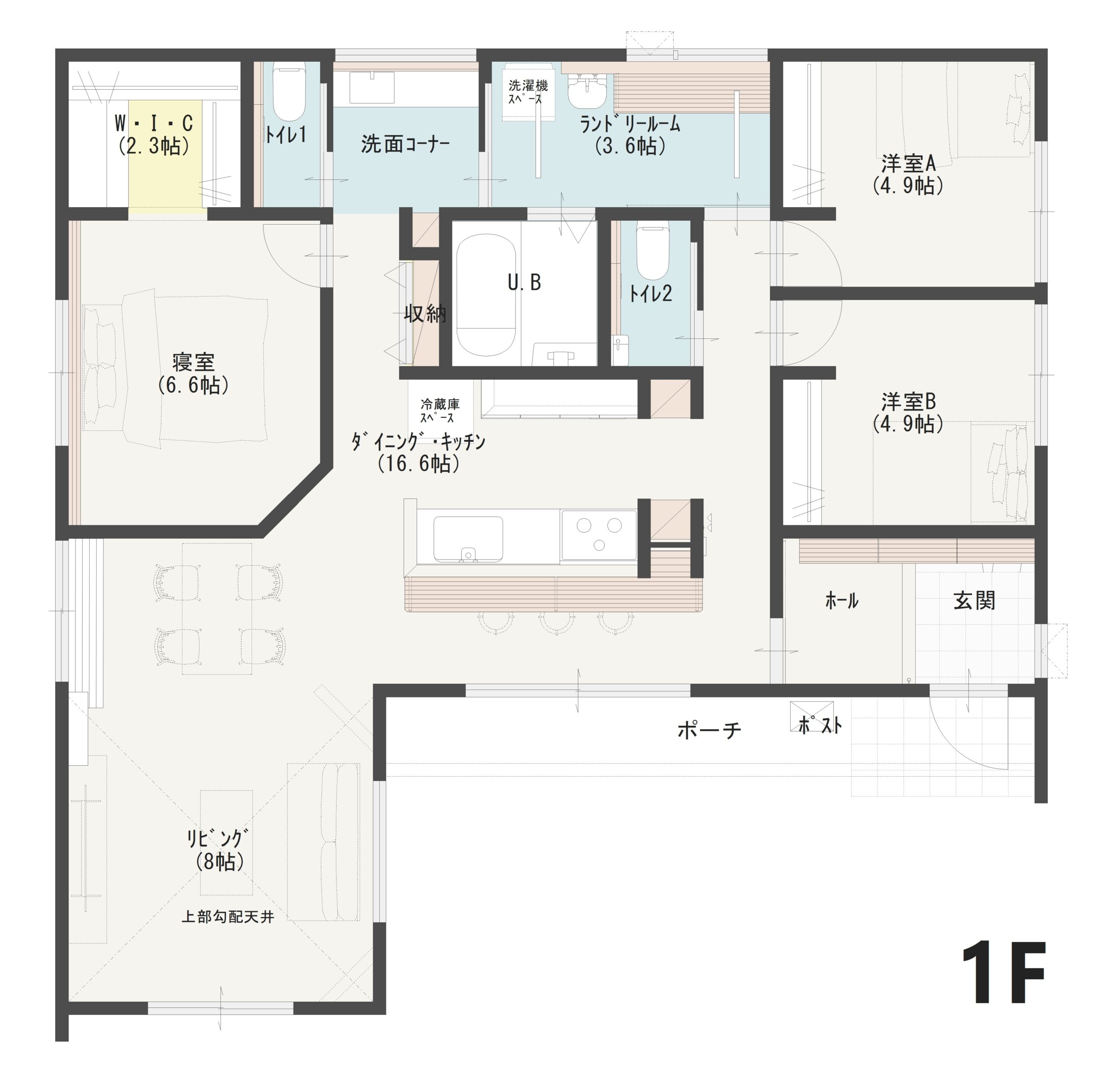 高松市多肥上町Ｄ　建売住宅　4,094万円 見取り図：１階