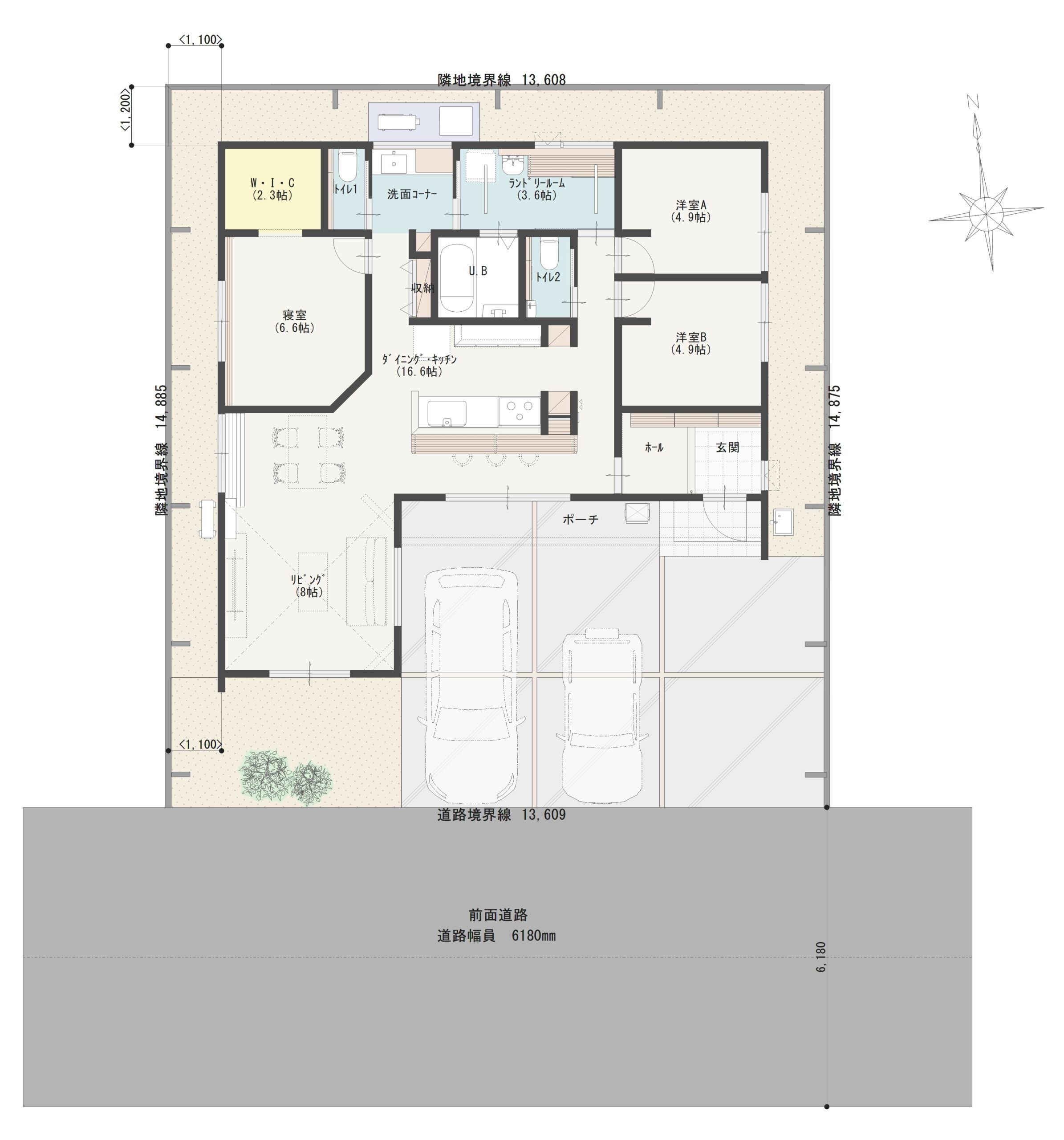 高松市多肥上町Ｄ　建売住宅　4,094万円 見取り図：建物配置図