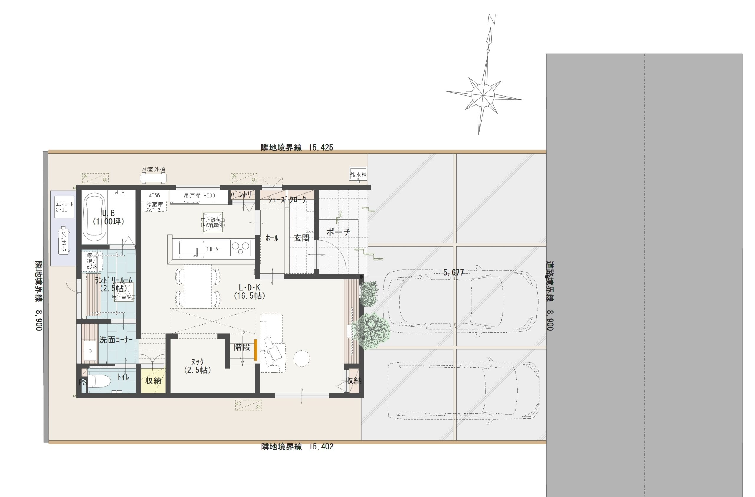 松山市東垣生町Ｂ　建売住宅　4,070万円 見取り図：建物配置図