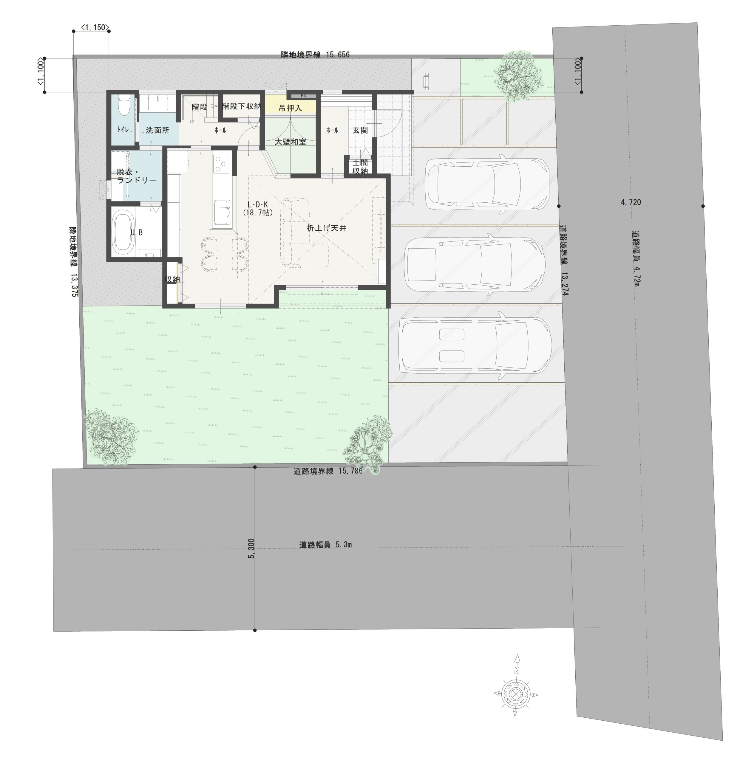 太田市新田木崎町Ｃ　建売住宅　3,690万円 見取り図：建物配置図