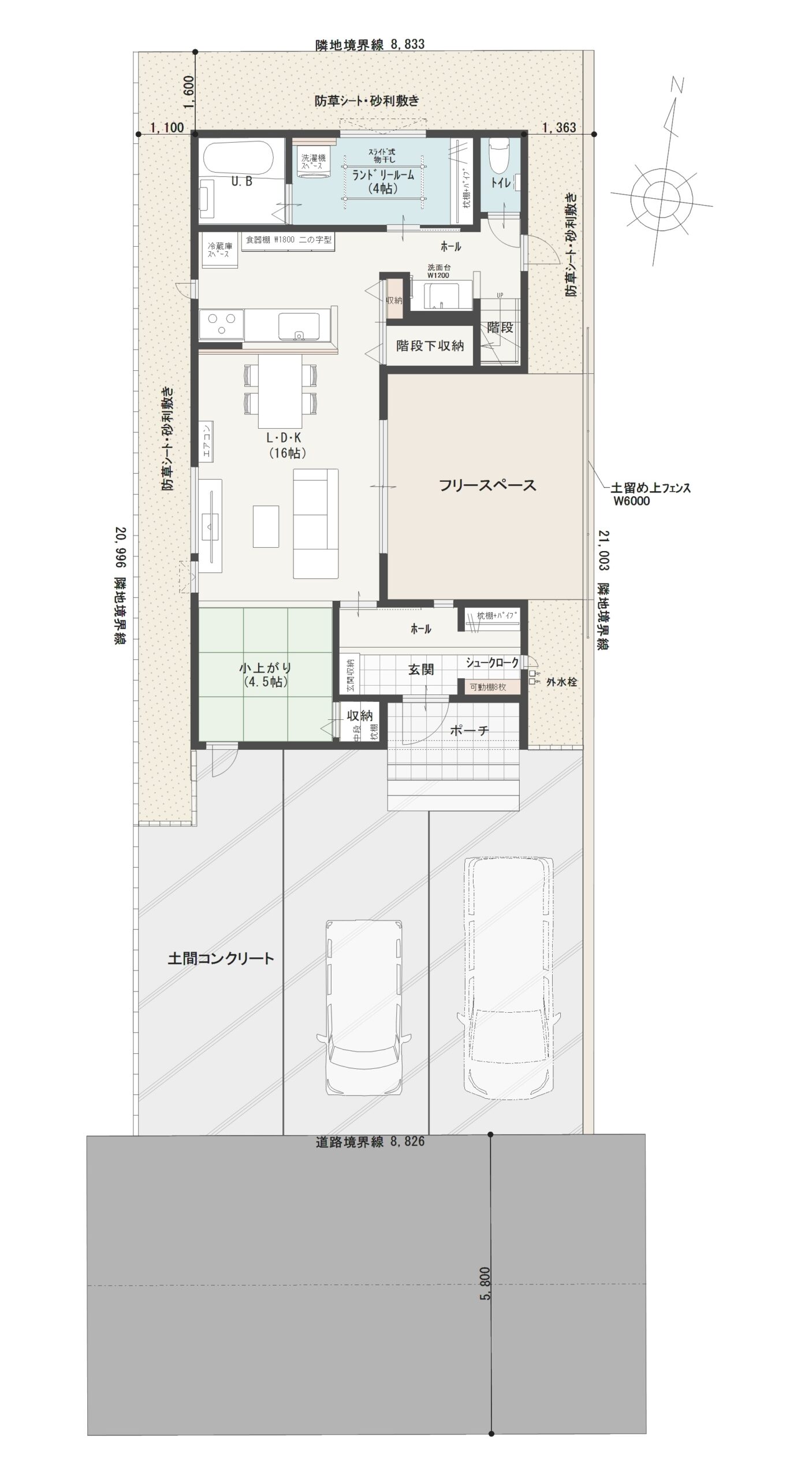 福井市開発Ｃ　建売住宅　4,080万円 見取り図：建物配置図