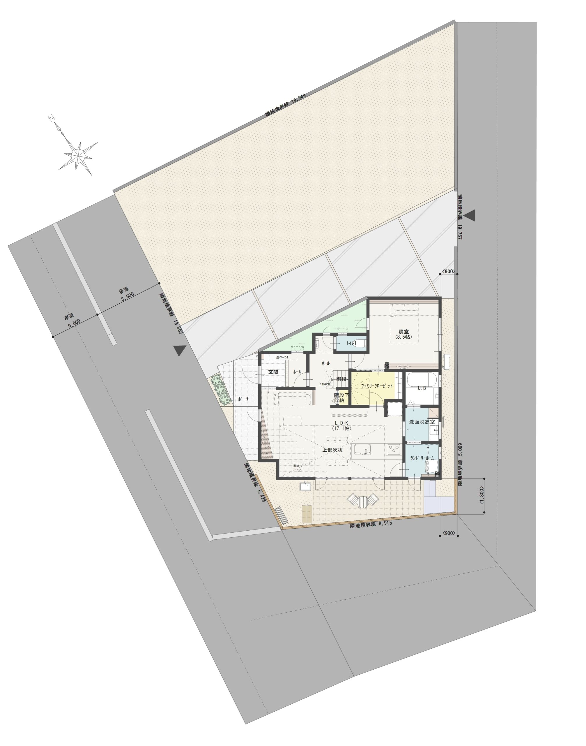 千曲市杭瀬下Ａ　建売住宅　3,780万円 見取り図：建物配置図