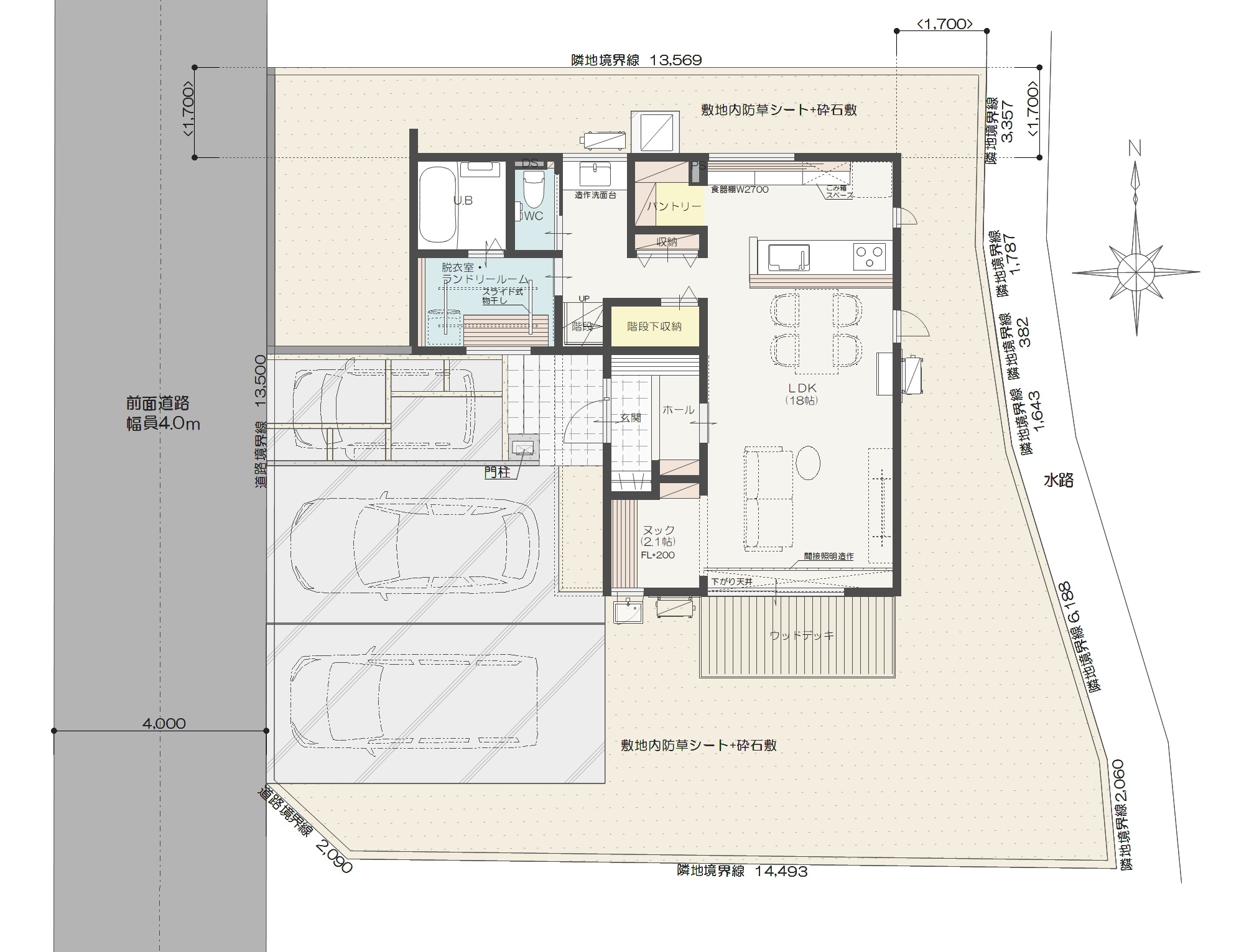 松本市寿北Ａ　建売住宅　4,095万円 見取り図：建物配置図