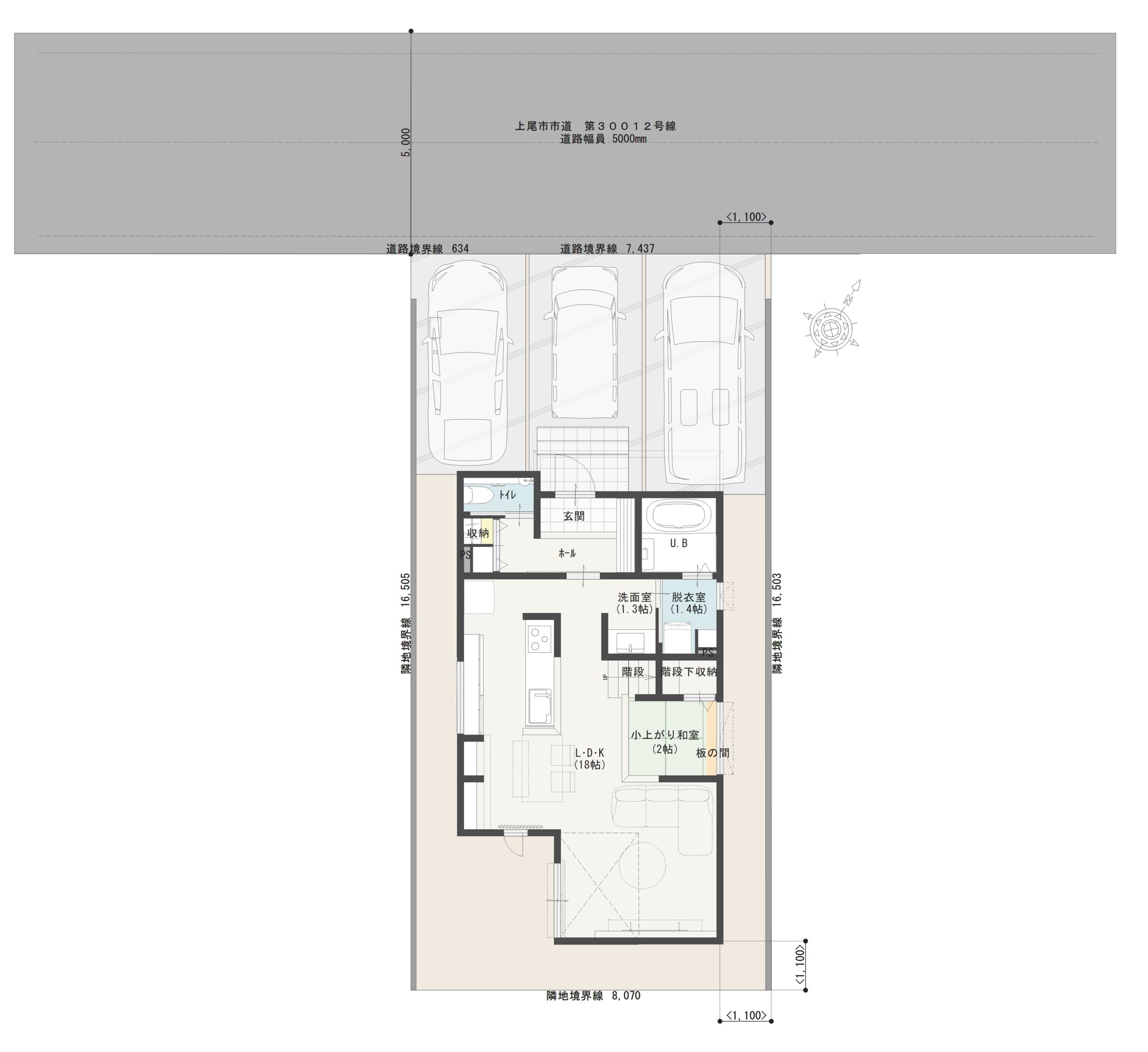 上尾市上Ｂ　建売住宅　4,450万円 見取り図：建物配置図