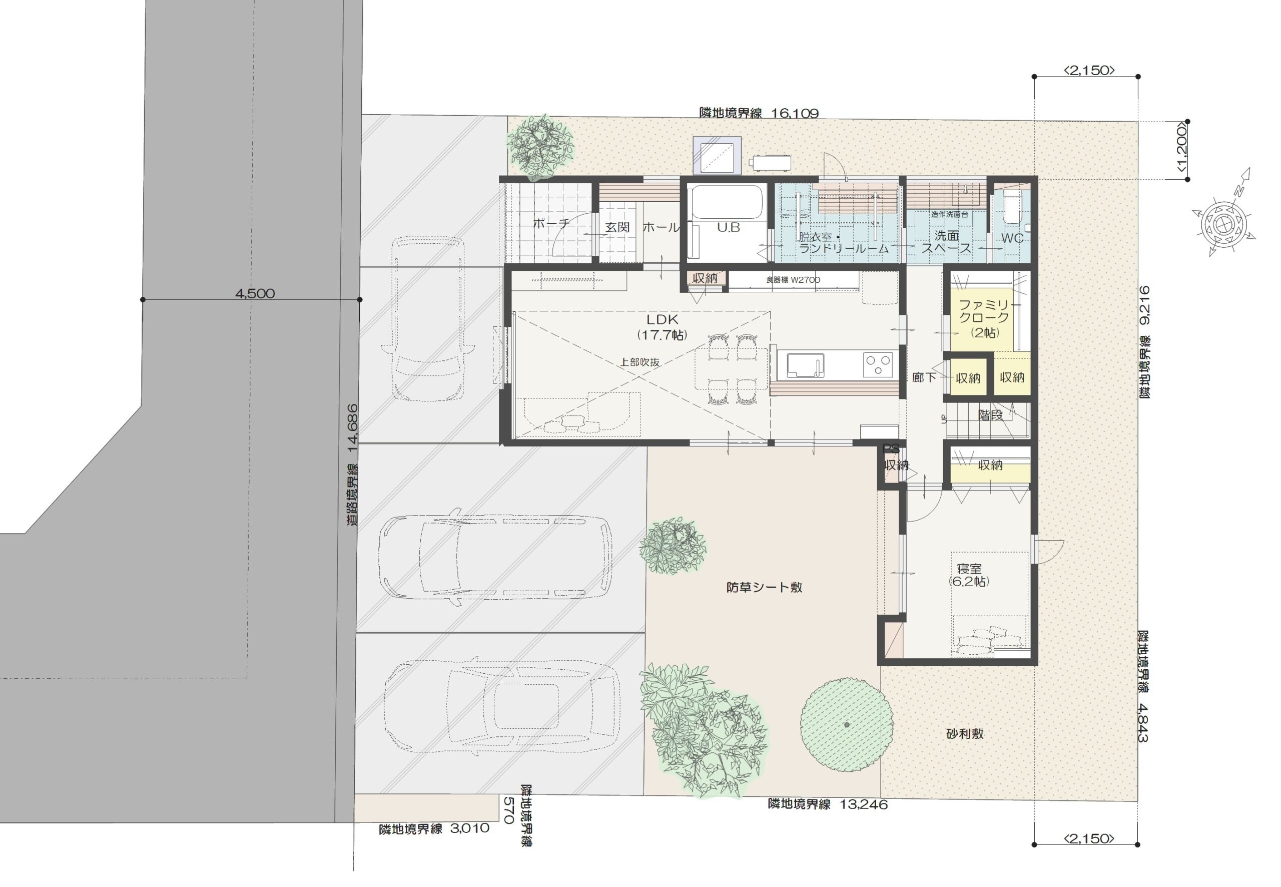 小諸市御影新田Ａ　建売住宅　3,727万円 見取り図：建物配置図