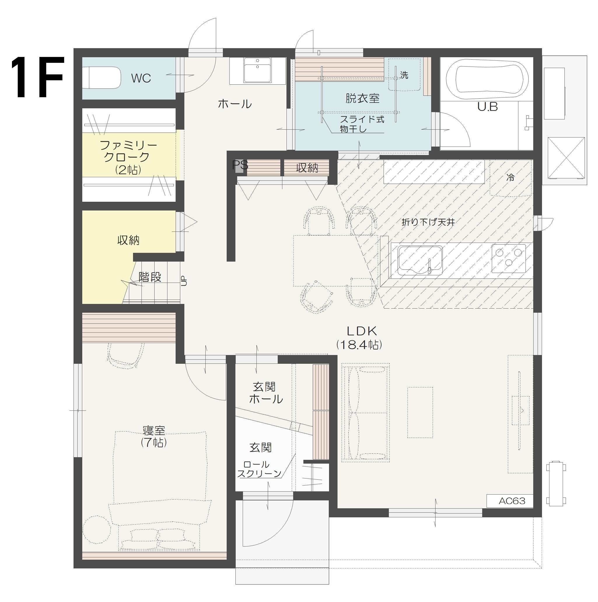 燕市吉田西太田Ｂ　建売住宅　3,520万円 見取り図：１階